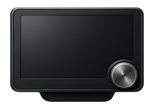 Dashboard display with anti-glare coating and rotary dial for menu navigation
