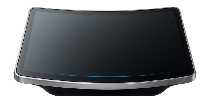 Interactive touch surface with a curved design and seamless edge-to-edge display for immersive gaming experiences