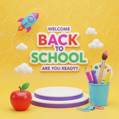 Education Study Back to School Vector Illustration Cute Cartoon Children Ready for Learning with School Supplies, Ideal for Primary Education and Welcome Themes