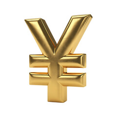 Obraz premium 3D Render of a Shiny Gold Yen Currency Symbol. Represents finance, wealth, and Japanese economy.
