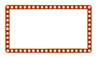 Retro Signboard, Light Frame Border, Gold and Red Frame, Lightbox, Light Banner, Vintage Bright Billboard For Advertising, Vector