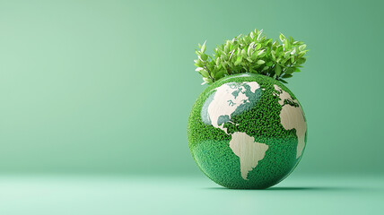 Globe covered in lush green foliage symbolizes environmental sustainability and growth