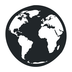 Obraz premium Simplistic black and white world map highlighting continents and ocean. Vector illustration