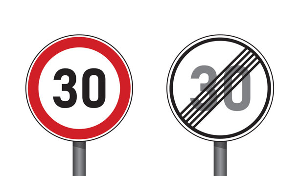 Naklejki traffic signs set speed limit 30 isolated vector illustration
