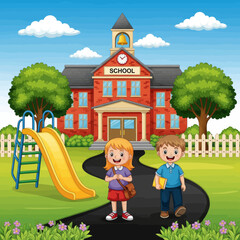 Education Study Back to School Vector Illustration Cute Cartoon Children Ready for Learning with School Supplies, Ideal for Primary Education and Welcome Themes