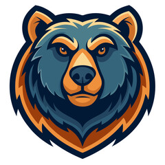 Aggressive blue and orange bear head mascot logo