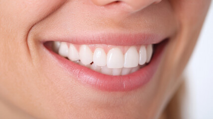 Obraz premium close view of female smiling teeth
