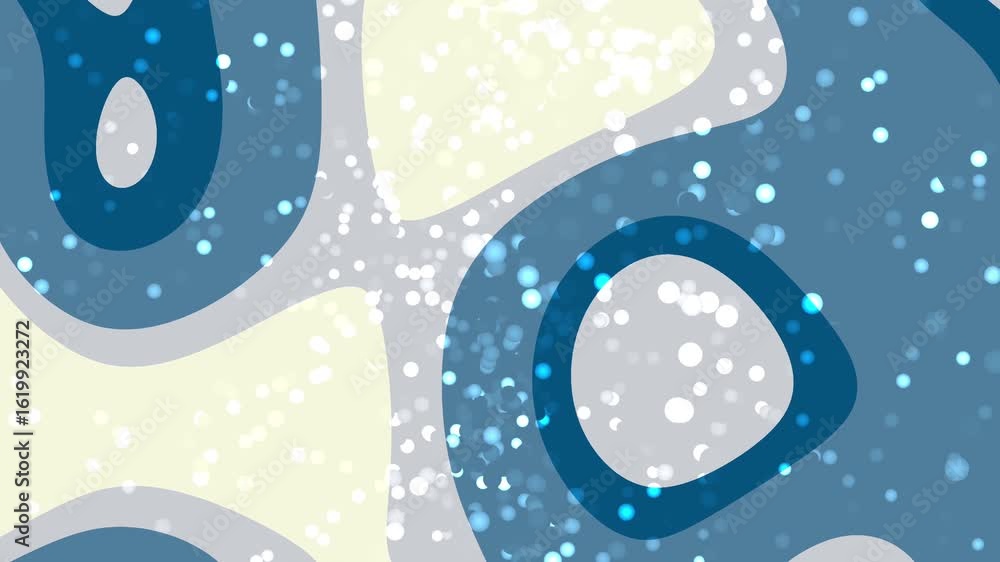 Aufkleber calm ocean flows abstract animation of flowing shapes with sparkling light particles in shades of bl