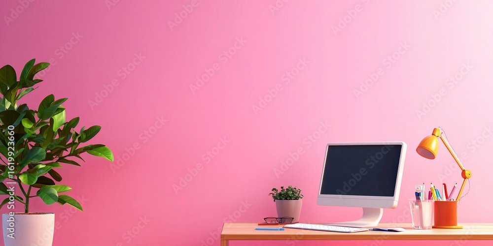 Poster office scene featuring a desktop with electronic paperwork and a digital signature interface, emphas