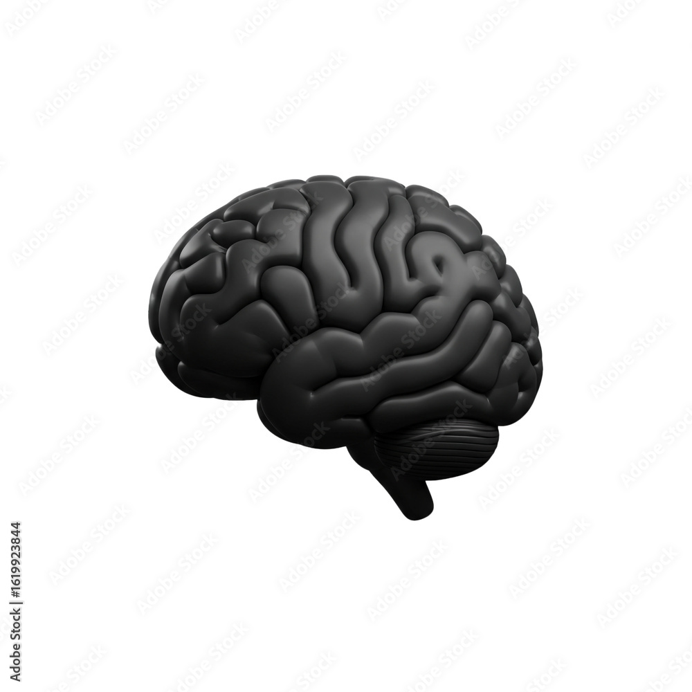 Poster monochromatic rendering of a human brain symbolizing intelligence and creativity.