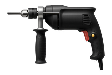 Corded drill with a depth stop for consistent hole depth in cabinetry work.