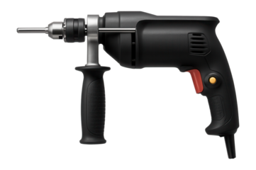 Corded drill with a depth stop for consistent hole depth in cabinetry work.