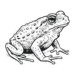 Naklejka premium Detailed sketch of a realistic frog with textured skin and wide eyes. Vector illustration