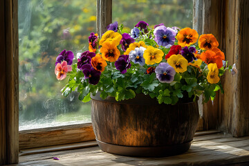 flowers in a wooden box