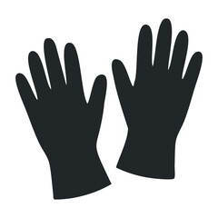 Obraz premium Pair of black protective rubber gloves. Vector illustration