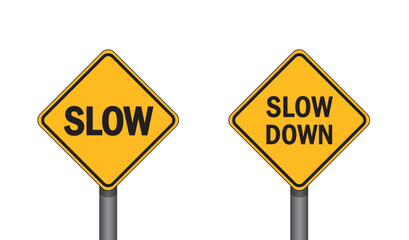 slow down traffic sign isolated vector illustration
