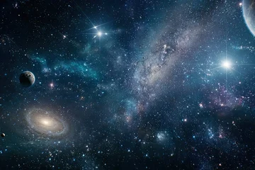 Foto auf Acrylglas Universum Deep space nebulae with galaxies and planets  © Shindra