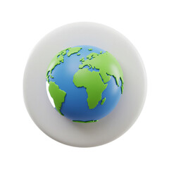 Fototapeta premium A minimalist model of planet Earth with raised green landmasses on a blue sphere.
