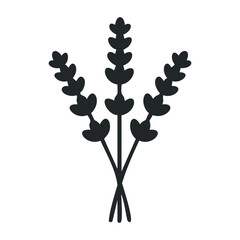 Minimalist black lavender silhouette. Vector illustration