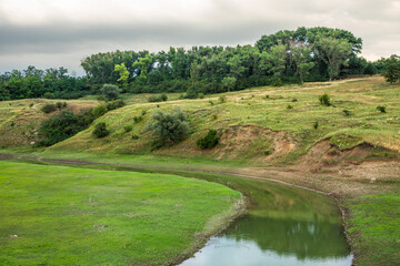 Beautiful landscape with beautiful rural nature during summer in the Republic of Moldova.