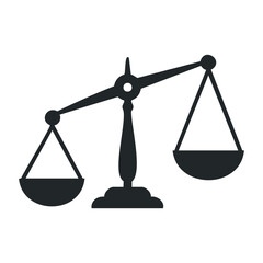 Balanced scales of justice symbolizing law and fairness. Vector illustration