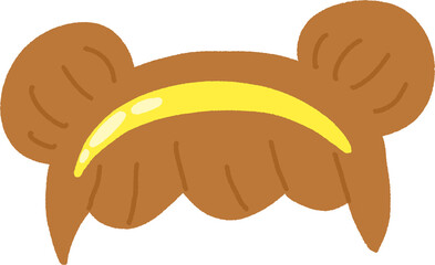 Brown Bear Ears Hairstyle with Yellow Headband – Cute Character Hair Illustration