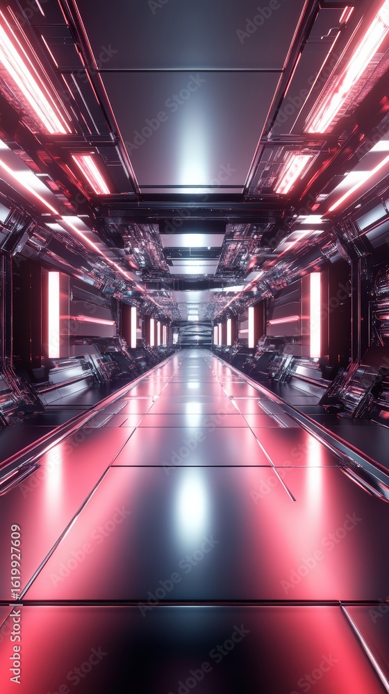 Aufkleber futuristic corridor illuminated with vibrant lights creating a sense of depth and progression