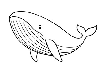 Obraz premium Whale outline icon line art, black and white doodle style. Ideal for logo, tattoo, app, coloring book, web design, infographics, banner, poster, and more. Vector illustration