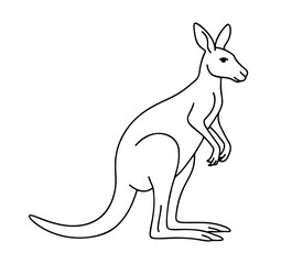 kangaroo outline icon line art, black and white doodle style. Ideal for logo, tattoo, app, coloring book, web design, infographics, banner, poster, and more. Vector illustration
