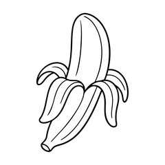 Banana outline icon line art, black and white doodle style. Ideal for logo, tattoo, app, coloring book, web design, infographics, banner, poster, and more. Vector illustration