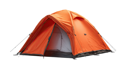 Orange camping tent, open doorway