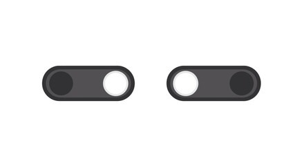 Fototapeta premium Two grey camera privacy sliders showing on and off positions, representing control and security.