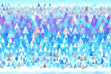 Winter forest of abstract triangles