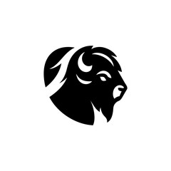Strong Black White Bison Icon