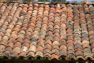 Toit, tuiles, Port de pêche, maison, de pêcheurs,  Port des Tuiles, Biguanos, Bassin d'Arcachon, Landes de Gascogne, 33, Gironde; France