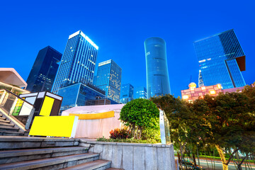 Central business district night view, Shenzhen, China.