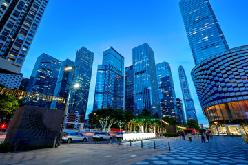 Central business district night view, Shenzhen, China.