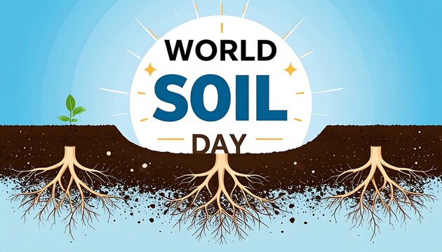 World Soil Day poster with roots and a sprout