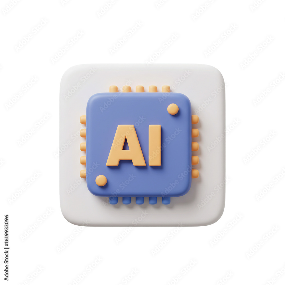 Aufkleber a render of a computer chip with ai lettering symbolizes the future of technology.