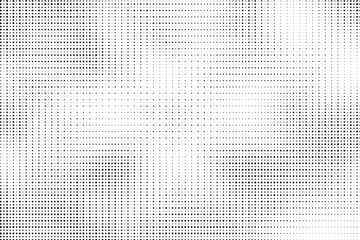 Grunge halftone gradient background. Faded grit noise texture. White and black sand wallpaper. Retro pixelated backdrop. Anime or manga style comic overlay. Vector graphic design textured template.