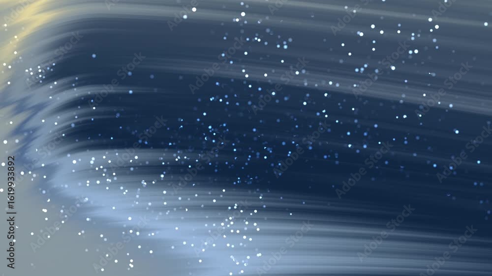 Poster deep sea glow abstract flowing blue and white particles background with motion blur effect for a dyn