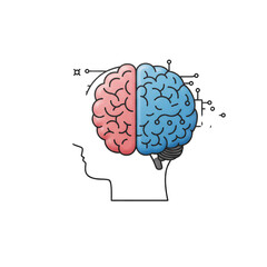 A profile of a human head with a colorful brain merging into a complex electronic circuit.
