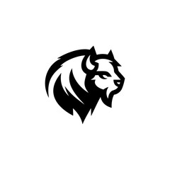 Artistic Bison Black White Logo
