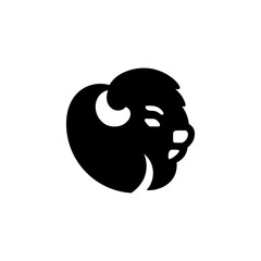 Grunge Bison Black White Logo