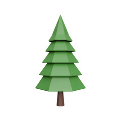 Low poly 3D model of a stylized Christmas tree.  Perfect for holiday designs, cards, and applications.