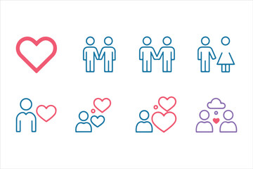 Family and People Icons Set in Vector Style Representing Love and Community