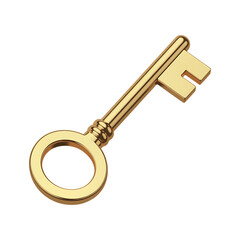 3D rendering of a golden key.  Symbol of success, opportunity, access, solution, and unlocking potential.