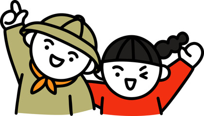 어깨동무_탐험대_어린이_캐릭터_일러스트