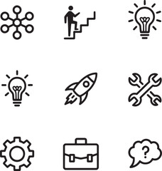 Fototapeta premium Business Icons Set Featuring Startup Growth Strategy Innovation Development And Professional Management Symbols