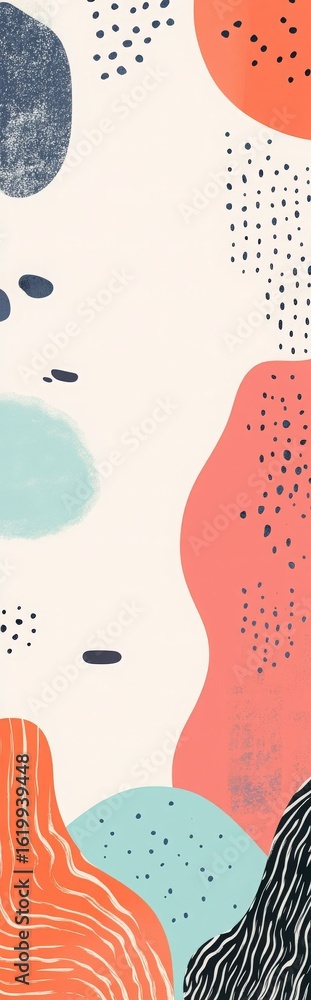 Poster whimsical shapes and gentle color tones create a lively abstract composition for modern design